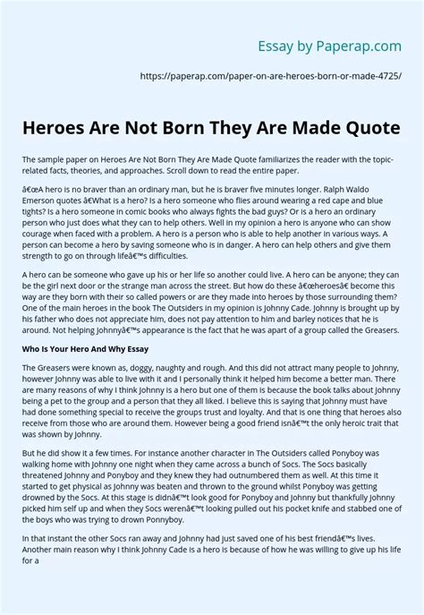 Are heroes born or made?