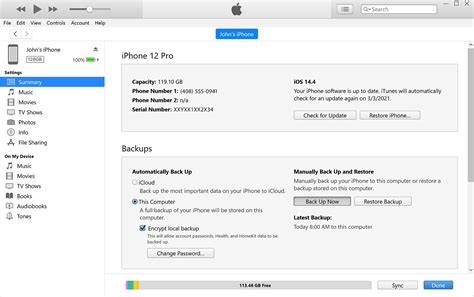 Are iPhone backups stored in iTunes?