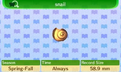 Are there snails in Animal Crossing?