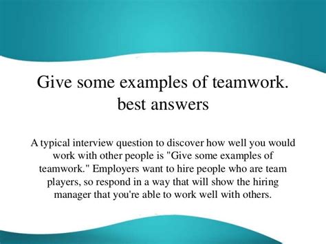 Are you good at working in a team answer?