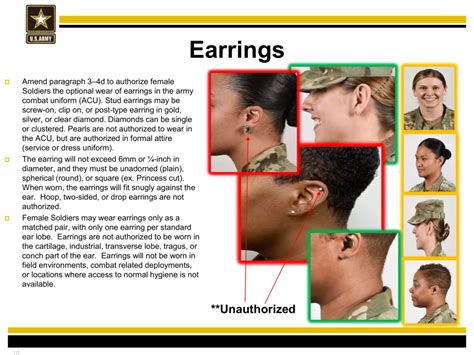 Can Army Soldiers wear earrings?