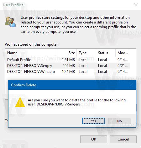 Can I Delete a user profile?