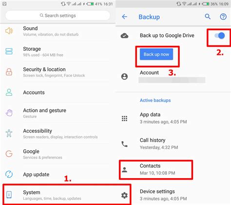 Can I backup contacts to Google Drive?