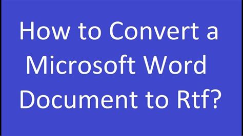 Can I convert Word to RTF?
