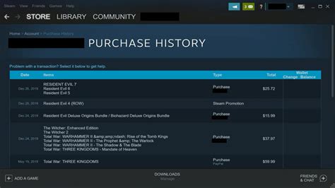 Can I delete Steam purchase history?