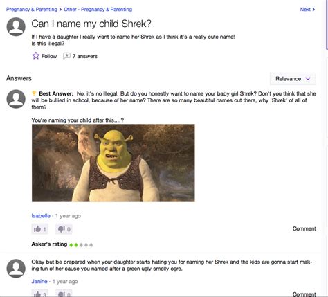 Can I name my child Shrek?