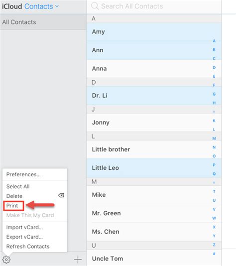 Can I print contacts from iPhone?