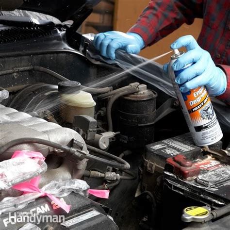Can I spray my engine to clean it?