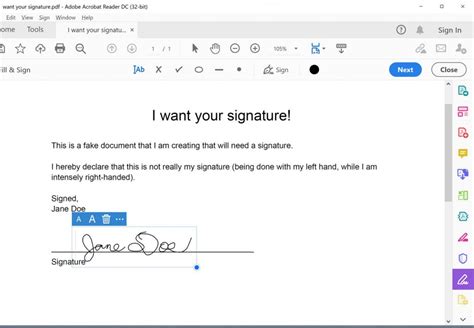 Can I type my signature?
