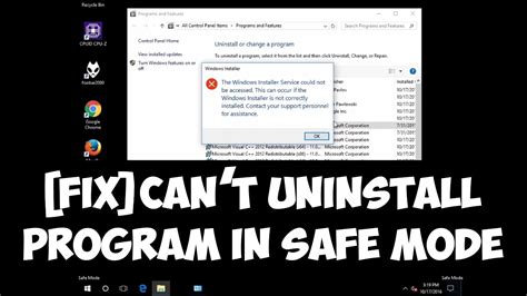 Can I uninstall programs in safe mode?