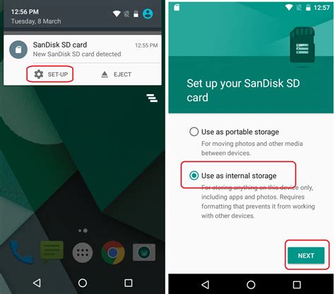 Can I use SD card as internal storage Android?