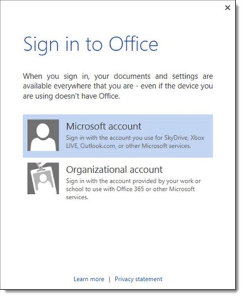 Can I use a different Microsoft account for office?