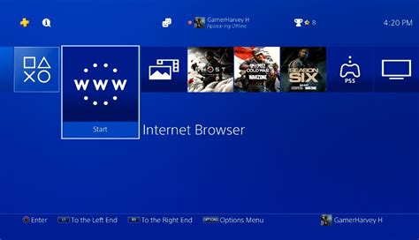 Can I use browser on PS4?