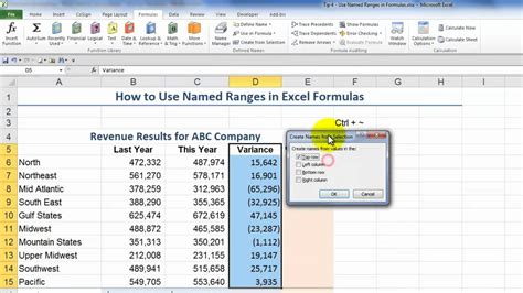 Can I use named ranges throughout the worksheet in Excel?