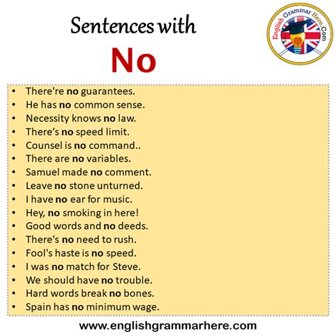 Can I use no in a sentence?