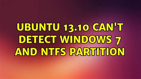 Can Ubuntu detect NTFS?