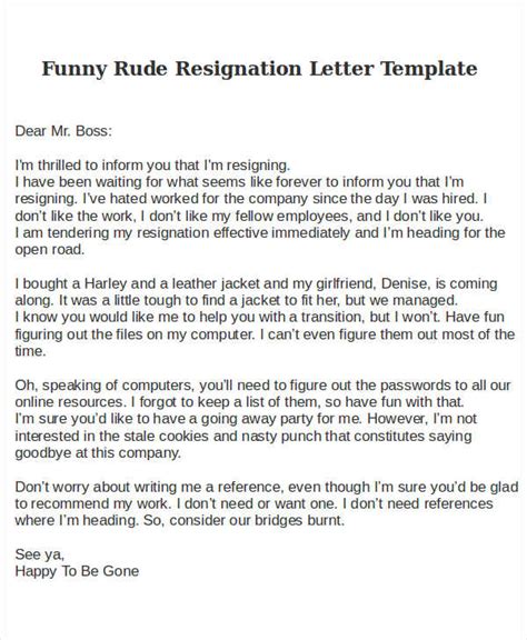 Can a resignation letter be rude?