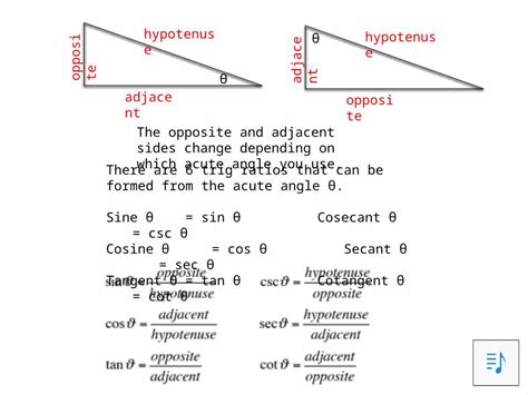 Can the hypotenuse be the opposite in trig?