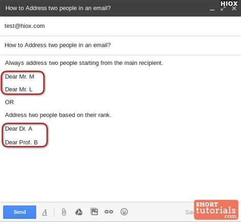 Can we address two persons in an email?