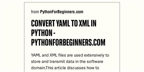 Can you convert XML to YAML?