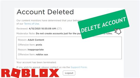 Can you delete a Roblox account?