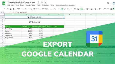 Can you export Google Calendar to Sheets?