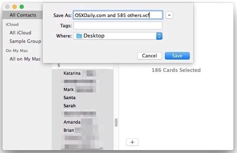Can you export a contact list on Apple?
