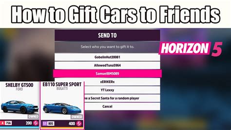 Can you gift your friends cars?