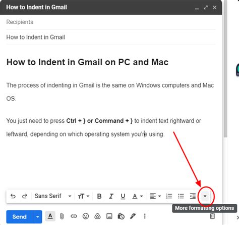 Can you indent in an email?
