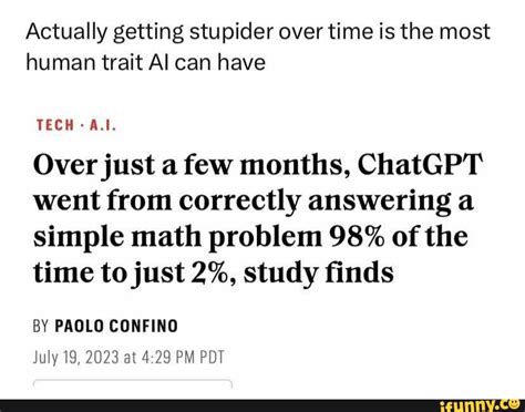Did ChatGPT go from correctly answering a simple math problem 98%?