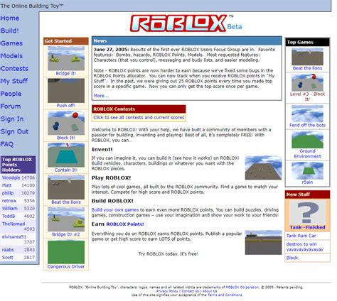 Did Roblox exist in 2005?