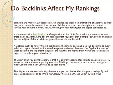 Do backlinks affect my rankings?