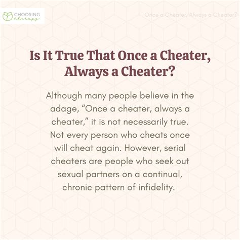 Do cheaters always cheat again?