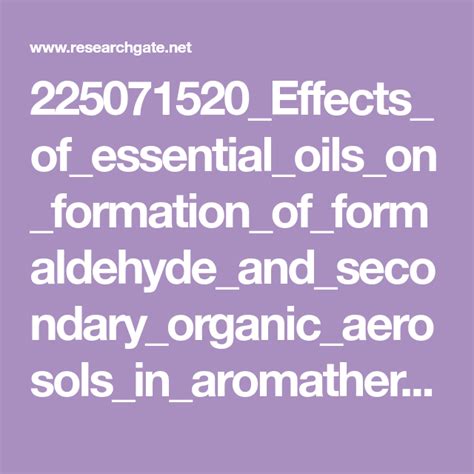 Do essential oils emit formaldehyde?