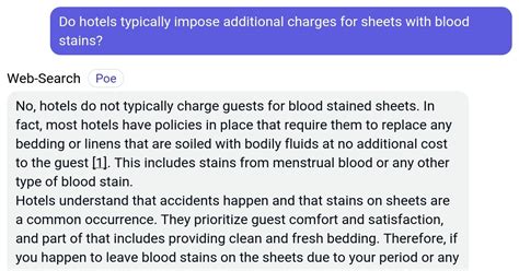 Do hotels charge for period blood on sheets?