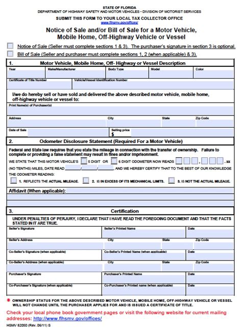 Do you need a bill of sale to transfer a car title in Florida?