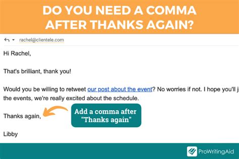 Do you put a comma after thanks and someone's name?