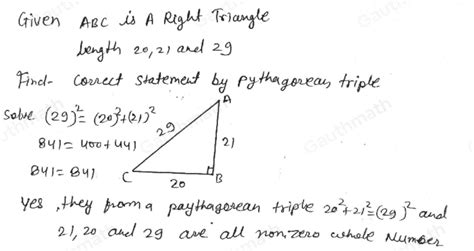 Does 20 21 and 29 make a right triangle?