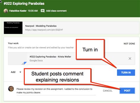 Does Google Classroom show resubmit?