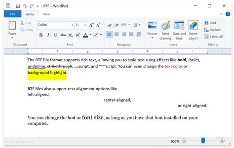 Does MS Word support RTF?