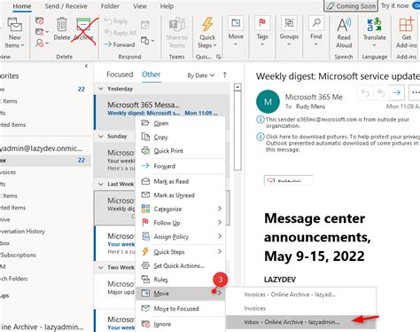 Does Office 365 archive emails?