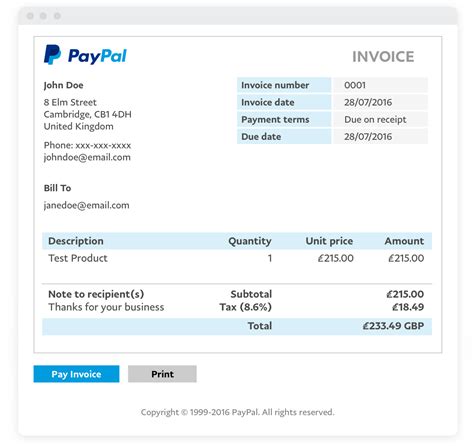 Does PayPal send invoices via email?