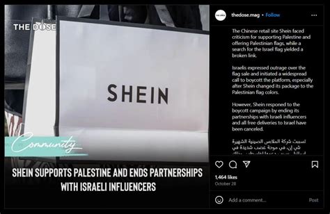 Does Shein support Palestine?