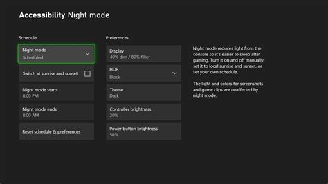 Does Xbox have night mode?