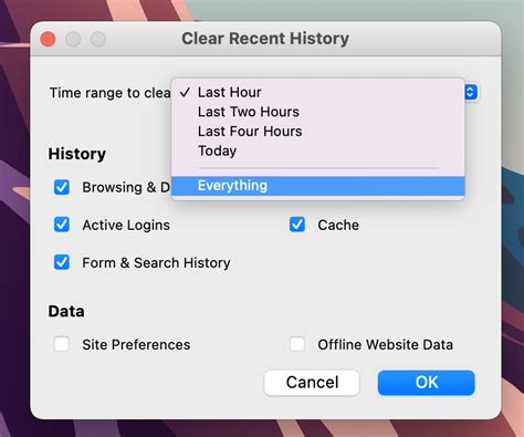 Does clearing history on Mac clear cache?