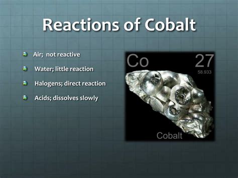 Does cobalt react with water?