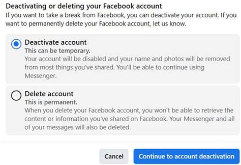 Does deactivating Facebook delete photos?