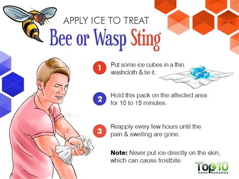 Does ice work well with reducing the swelling of a bee sting?