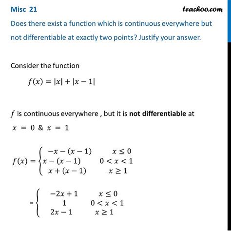 Does there exist a function which is continuous everywhere but not differentiable at two points?