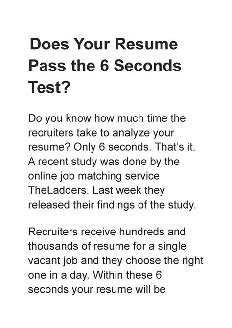 Does your resume pass the 6 second test?